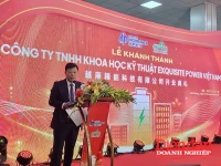 Ông Lê Trung Kiên – Trưởng ban Ban Quản lý KKT Hải Phòng phát biểu tại Lễ Khánh thành.