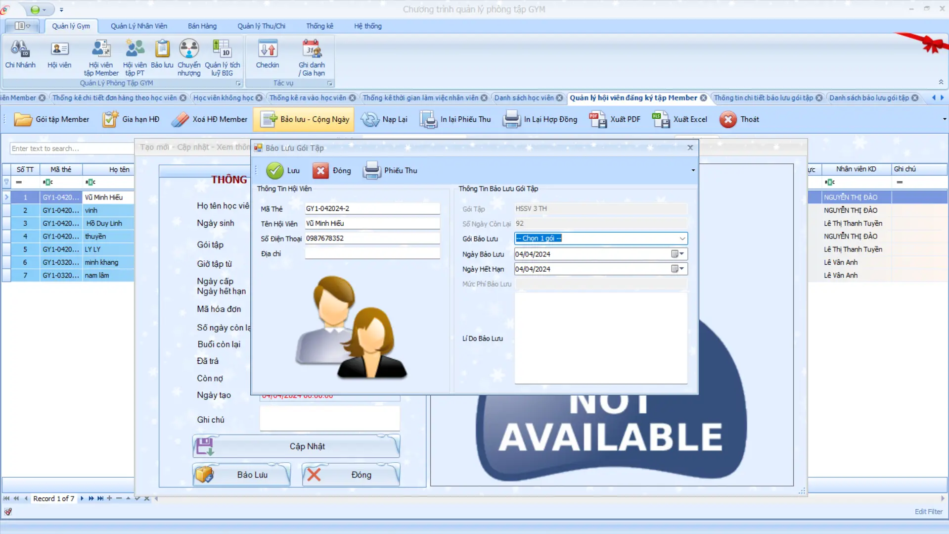 Hướng dẫn bảo lưu gói tập phần mềm gym BIGAPPTECH